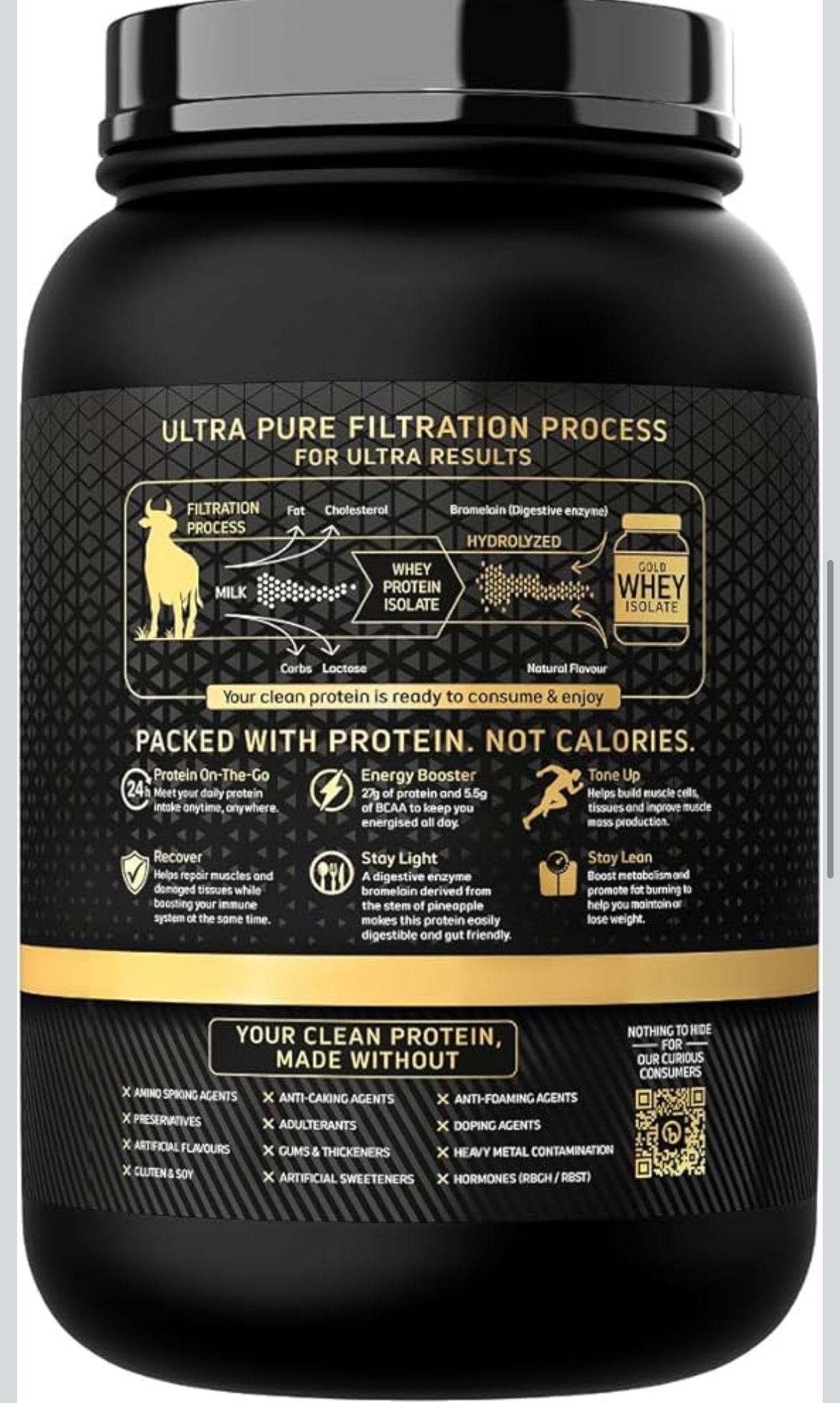 BigMuscles Gold Whey Isolate – Rich Chocolate (1 kg) | 27g Pure Whey Isolate Protein (90%) | 7 Natural Ingredients | Zero Added Sugar | Clean Label Project Purity Award (USA)