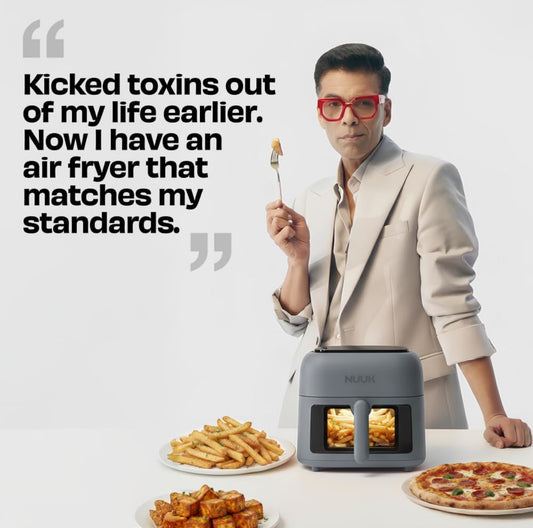 NUUK BRĪSK 6.5L Ceramic Air Fryer | Toxin-Free ILAG® Ceramic Coating | Free from Microplastics, PTFE, PFAS & PFOA | 8 Preset Cooking Modes | Digital Touch Display | Shake Alert | 360° Uniform Cooking