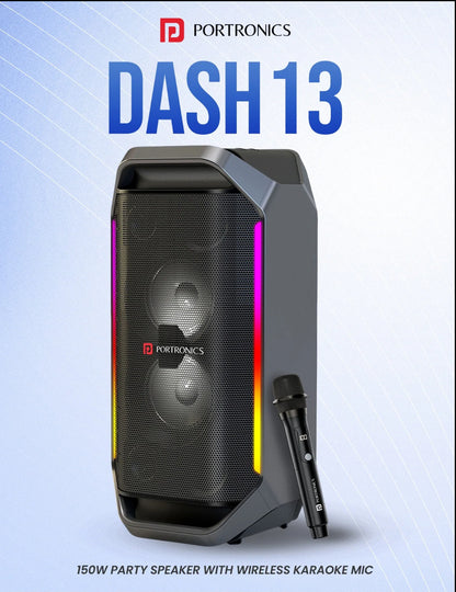 Portonics Dash 13 | 150W
Bass Boost Technology | Upto 6 Hours Playtime | Dual Driver Speaker | Type C Charging