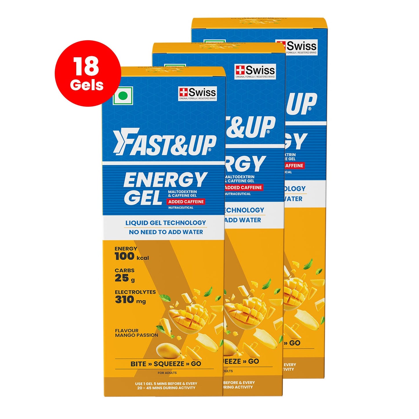 Fast&Up Energy Gel- Caffeinated- Mango Passion