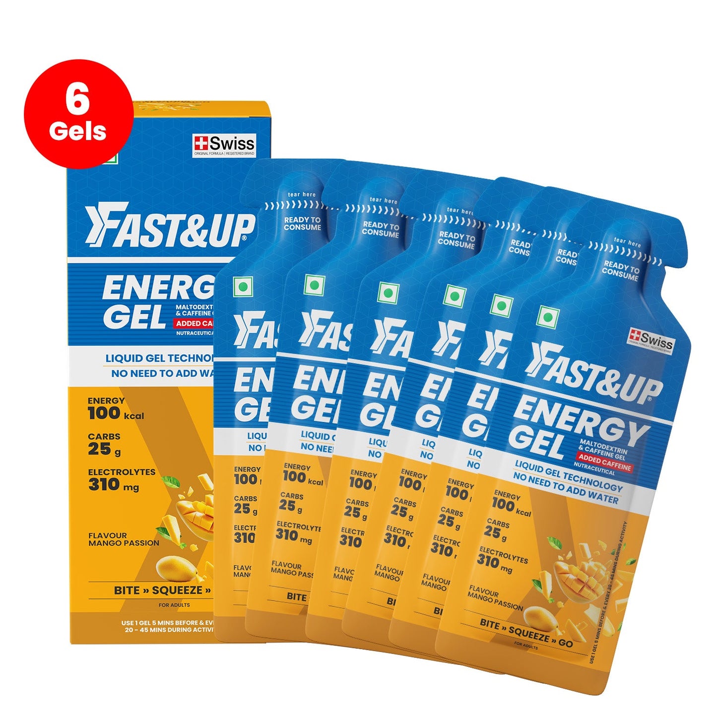 Fast&Up Energy Gel- Caffeinated- Mango Passion