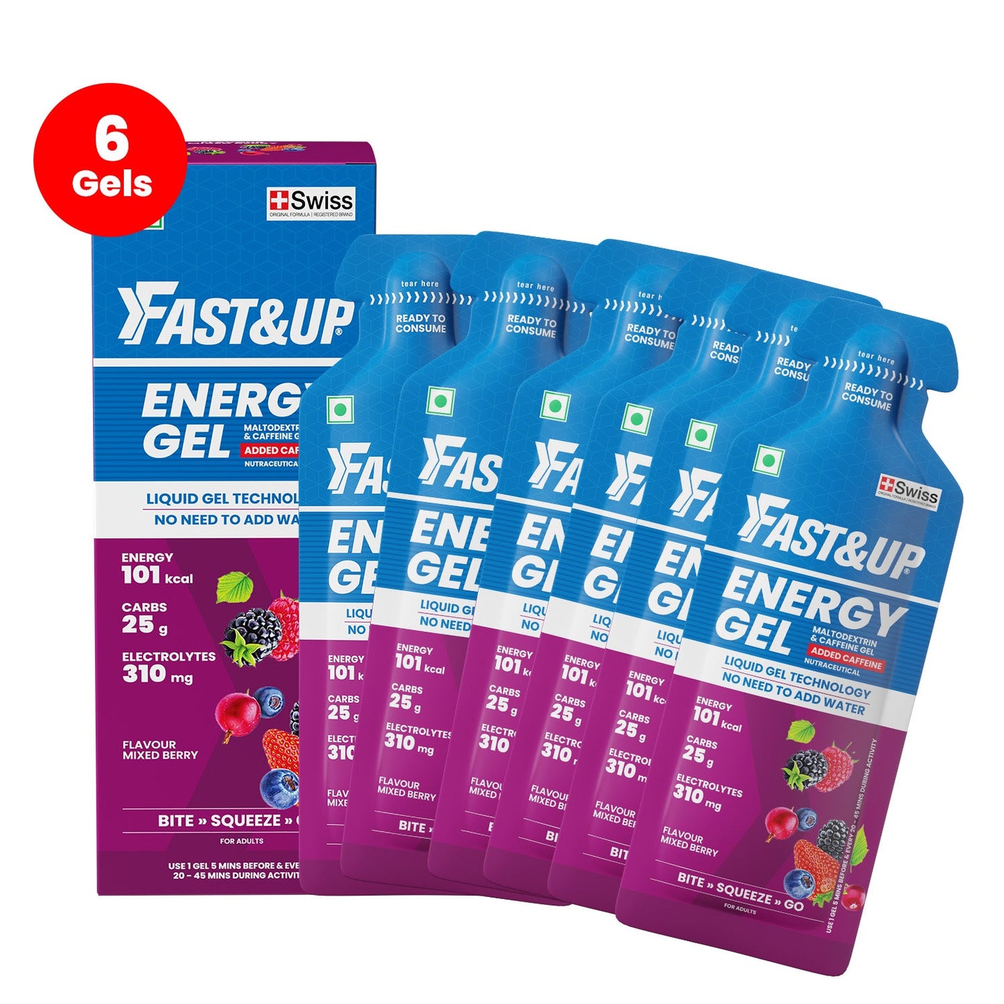 Fast&Up Energy Gel - Caffeinated - Mixed Berry