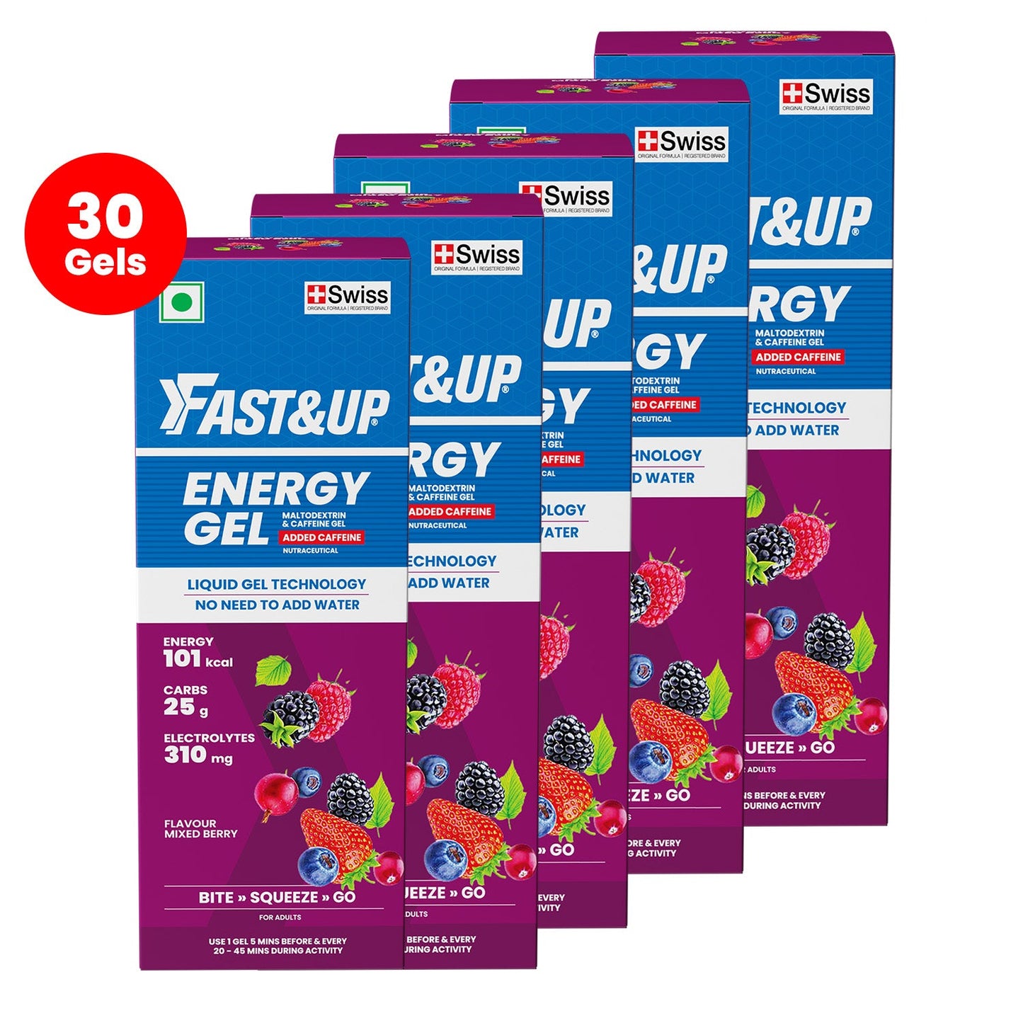 Fast&Up Energy Gel - Caffeinated - Mixed Berry