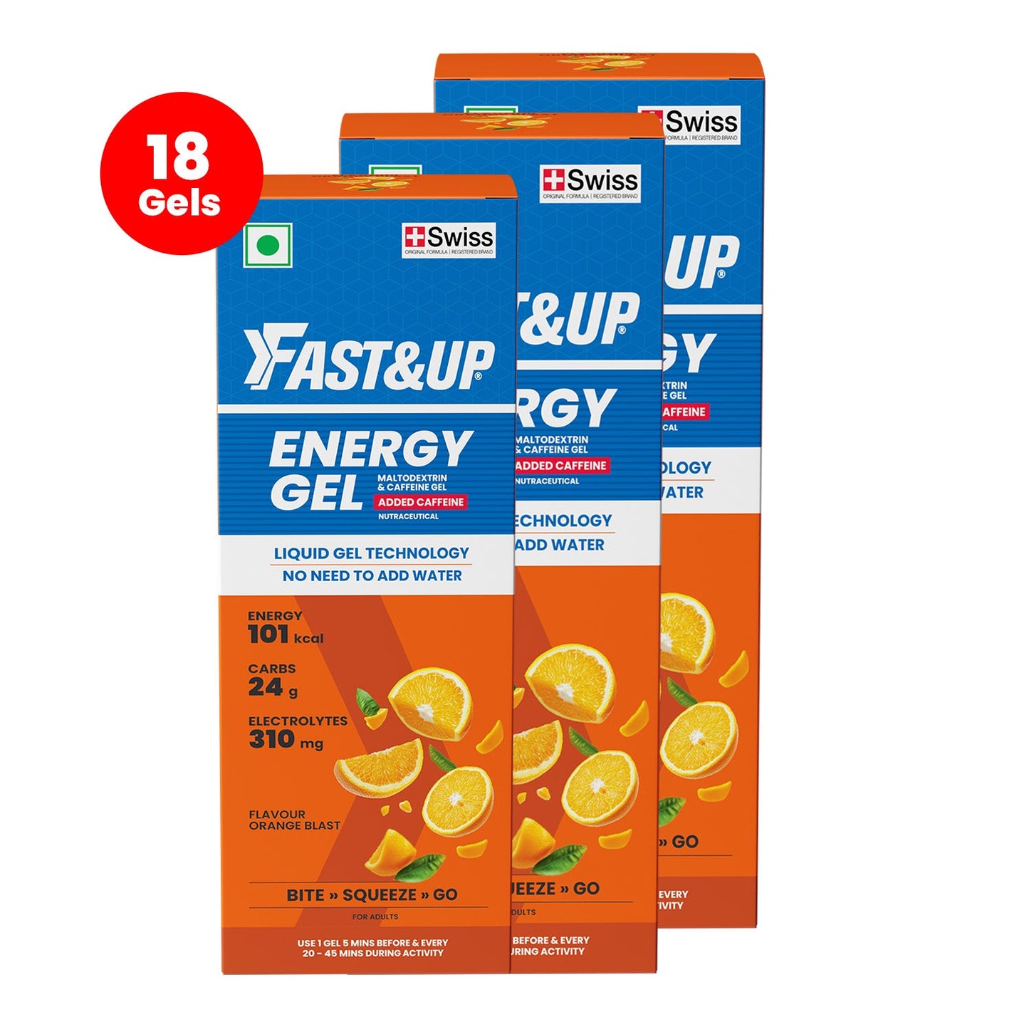 Fast&Up Energy Gel - Caffeinated - Orange Blast