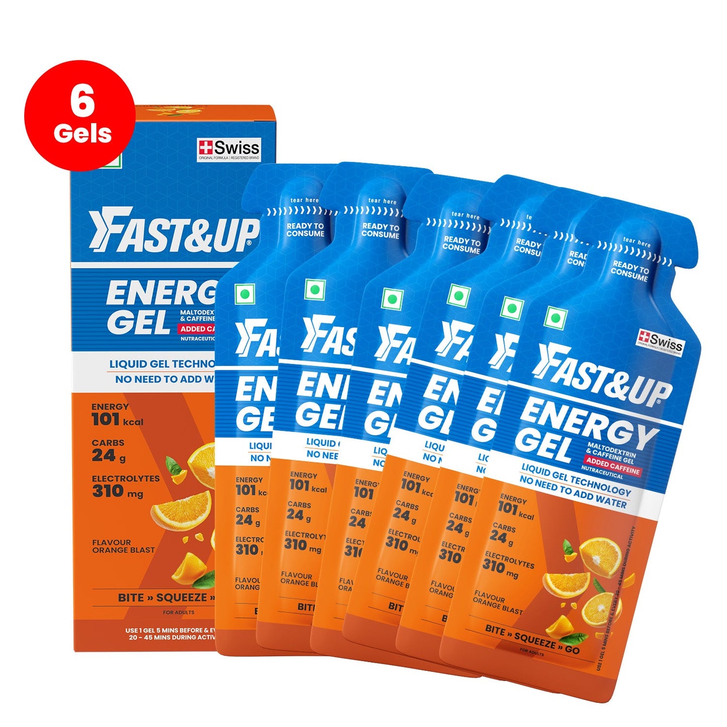 Fast&Up Energy Gel - Caffeinated - Orange Blast