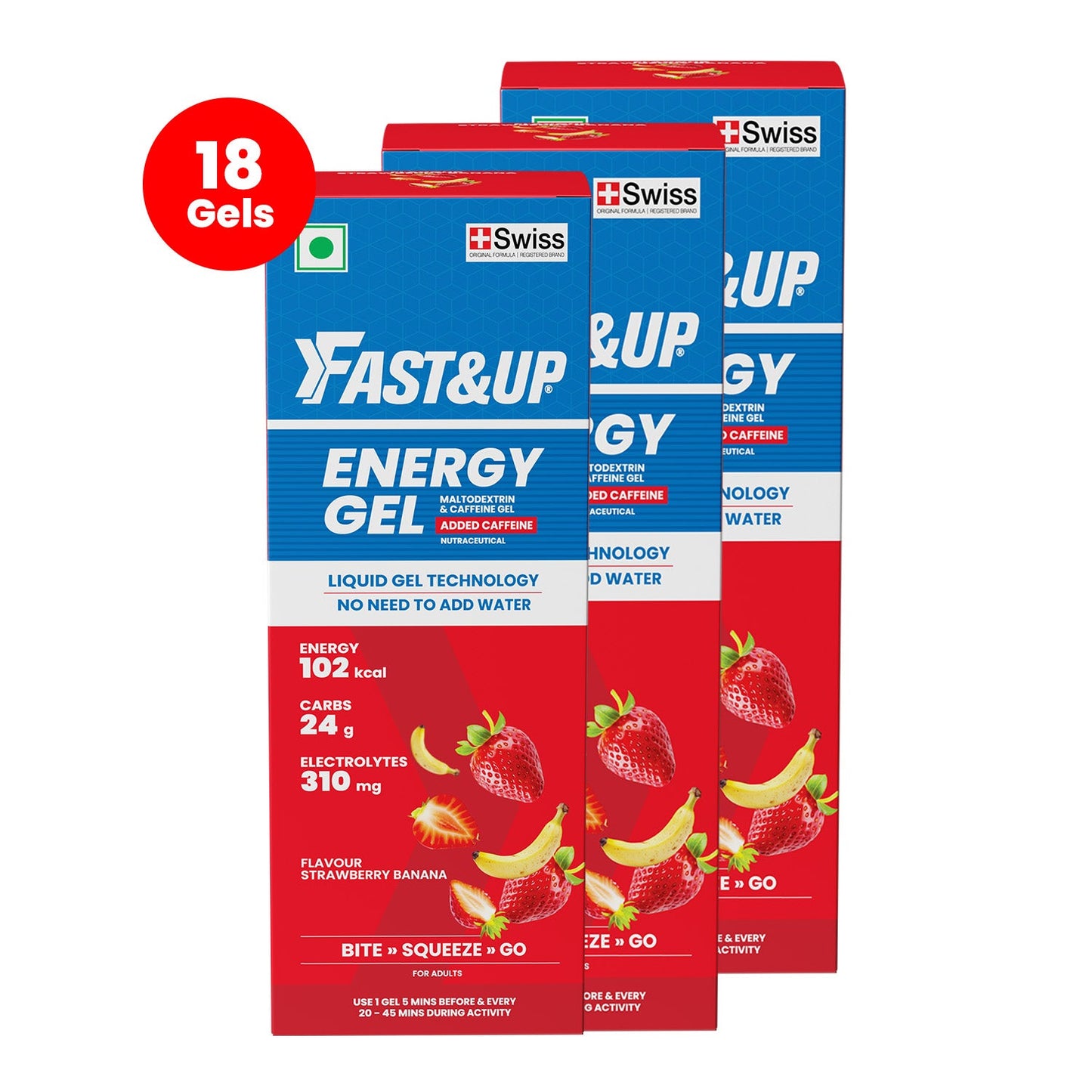 Fast&Up Energy Gel - Caffeinated - Strawberry Banana