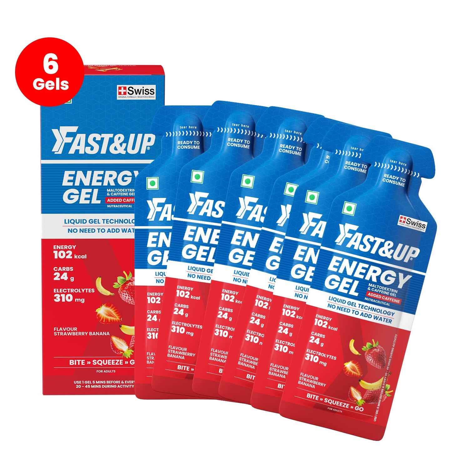 Fast&Up Energy Gel - Caffeinated - Strawberry Banana