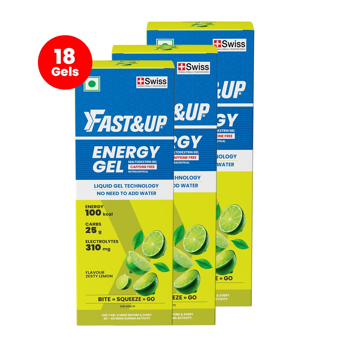 Fast&Up Energy Gel - Non Caffeinated - Zesty Lemon