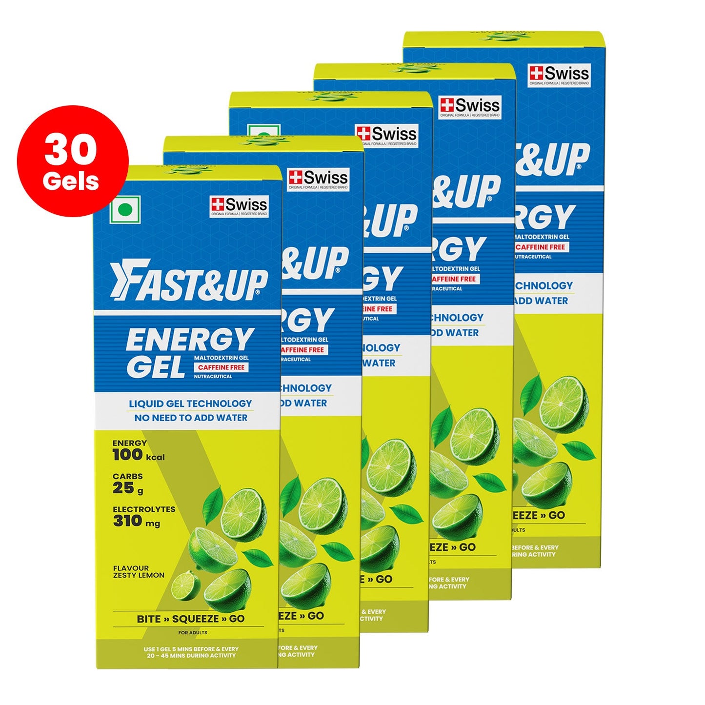 Fast&Up Energy Gel - Non Caffeinated - Zesty Lemon