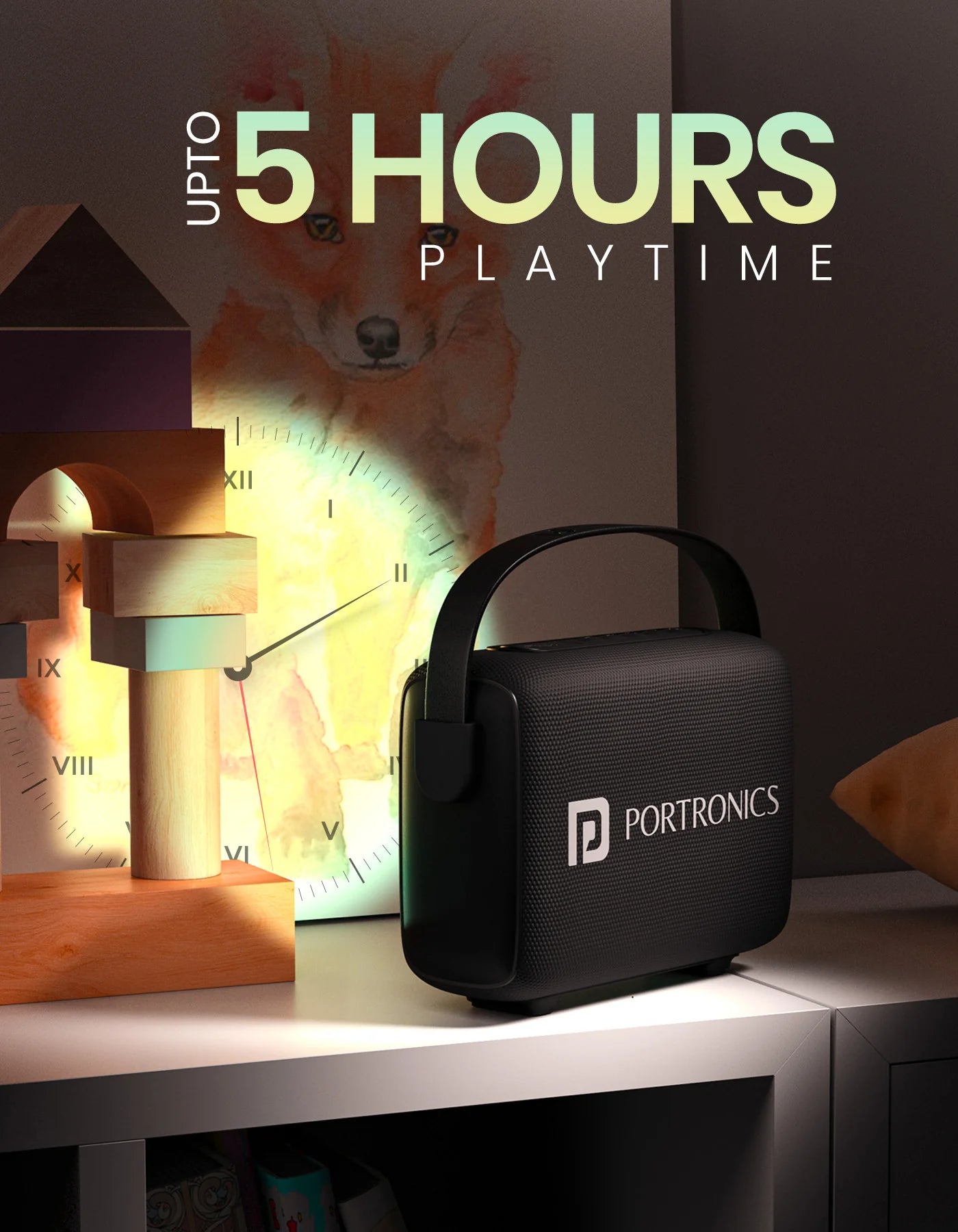 Portonics Resonate 2
14W Bluetooth Speaker | Upto 5 Hour Playtime | LED Projection Light | Type C Fast Charging