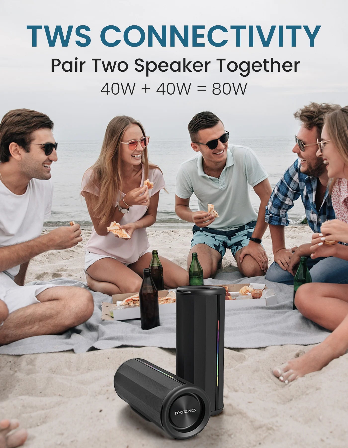 Portonics NOVA
Bluetooth 5.3V | Upto 5 Hours Playtime | Dual Passive Radiator | RGB LED Strip Lights