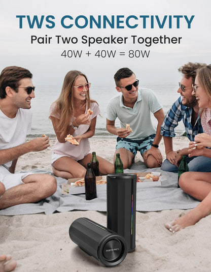 Portonics NOVA
Bluetooth 5.3V | Upto 5 Hours Playtime | Dual Passive Radiator | RGB LED Strip Lights