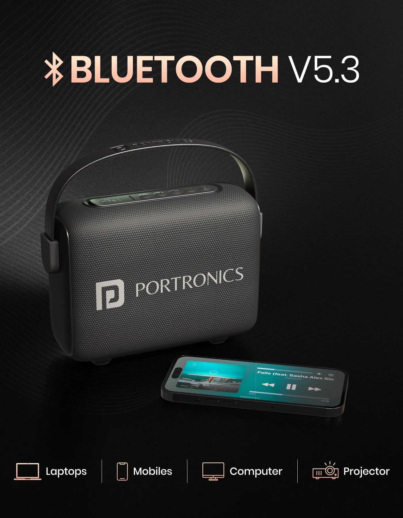 Portonics Resonate
14W Bluetooth Speaker | Upto 5 Hour Playtime | Leather Handle | Type C Fast Charging