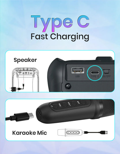 Portonics Apollo One
20W Bluetooth Speaker | Wireless karaoke Mic | Easy Handle Grab | Type C Fast Charging | Black