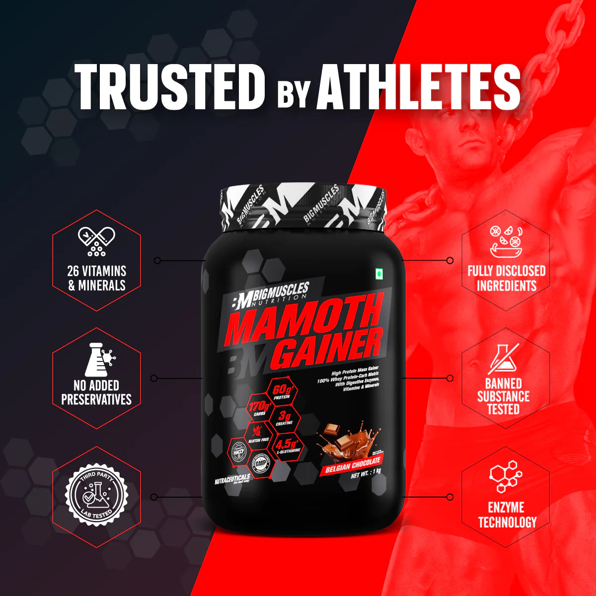 Big Muscles Mamoth Gainer 1kg Belgian Chocolate