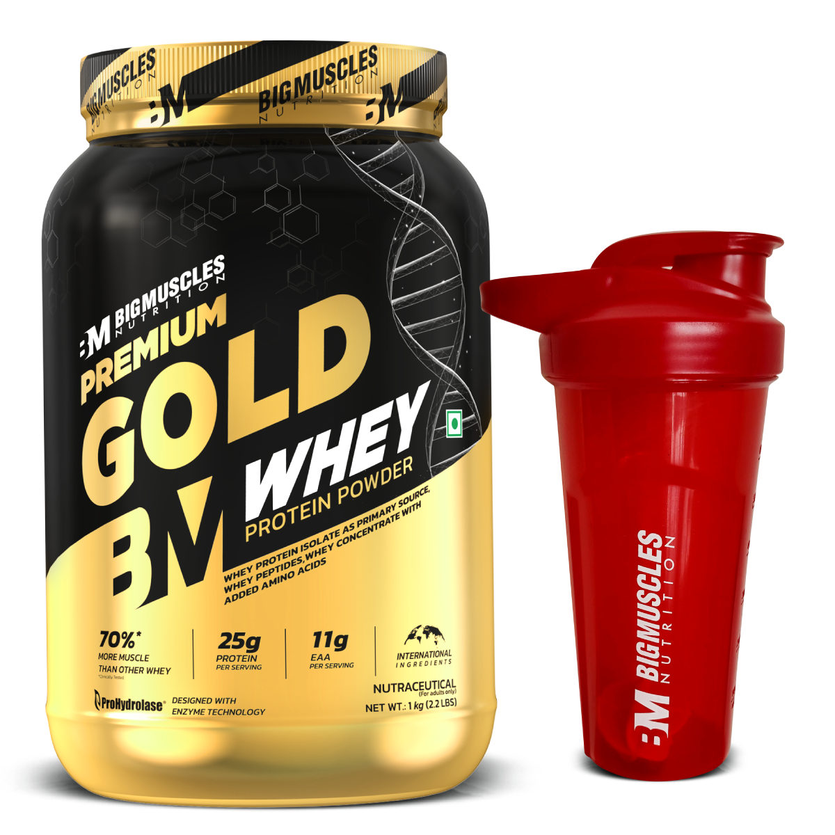 Big Muscles Premium Gold Whey + Shaker