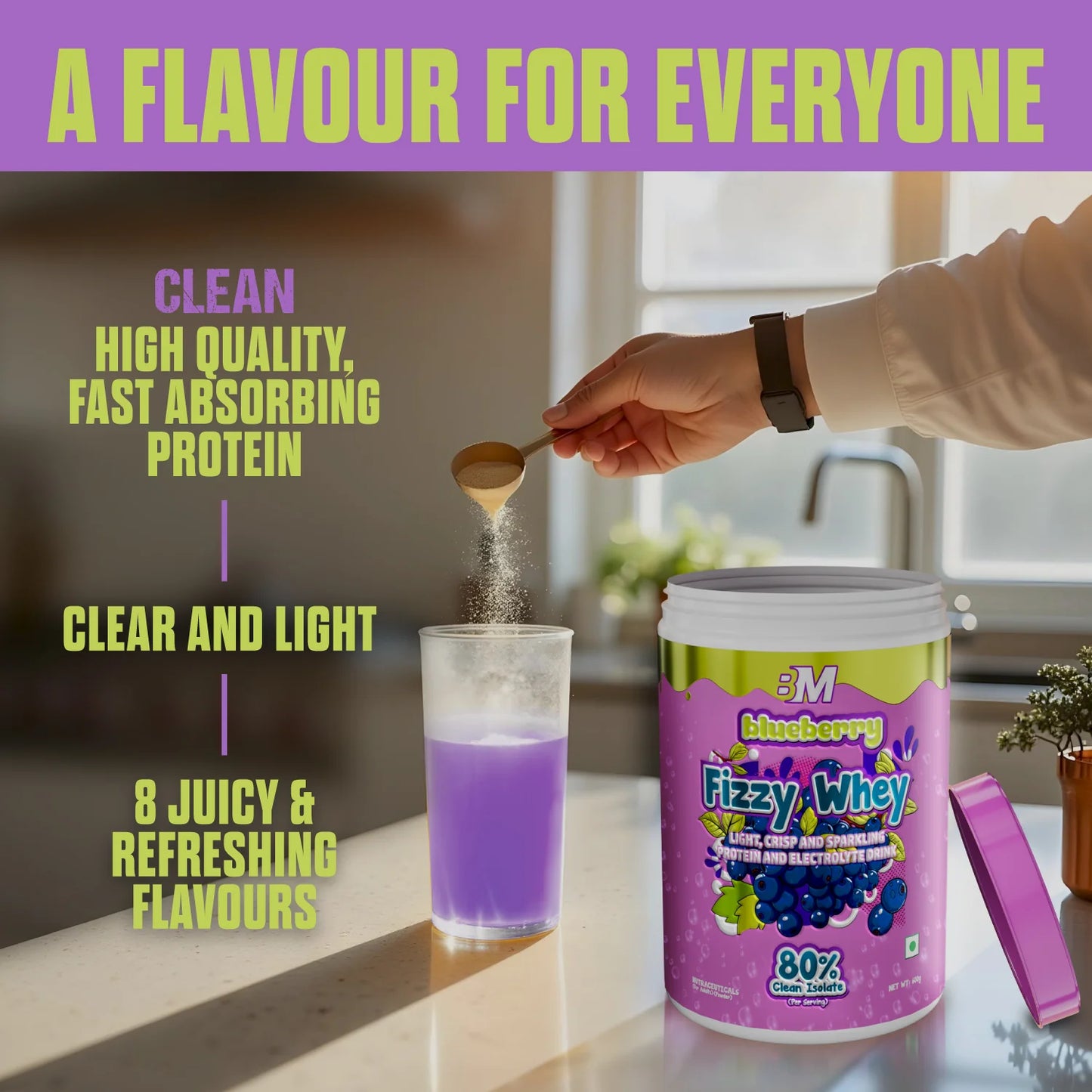 Big Muscles FIZZY WHEY BLUEBERRY 600g + FREE SHAKER