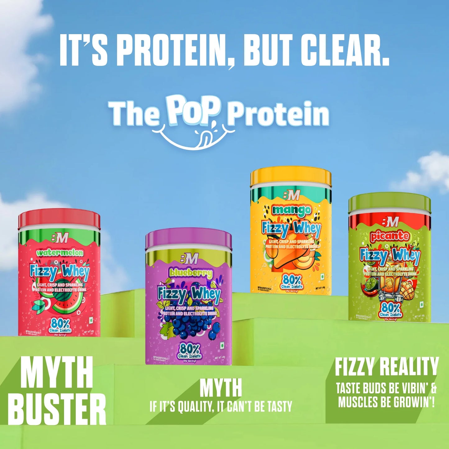 Big Muscles FIZZY WHEY BLUEBERRY 600g + FREE SHAKER