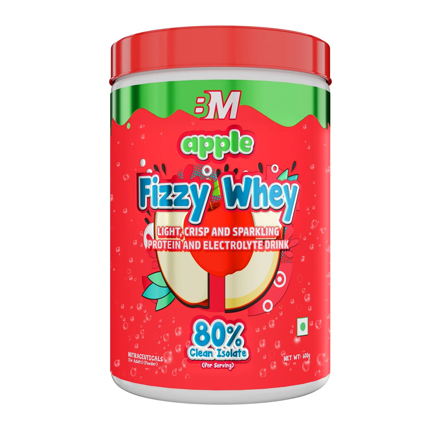 Big Muscles FIZZY WHEY APPLE 600g + FREE SHAKER