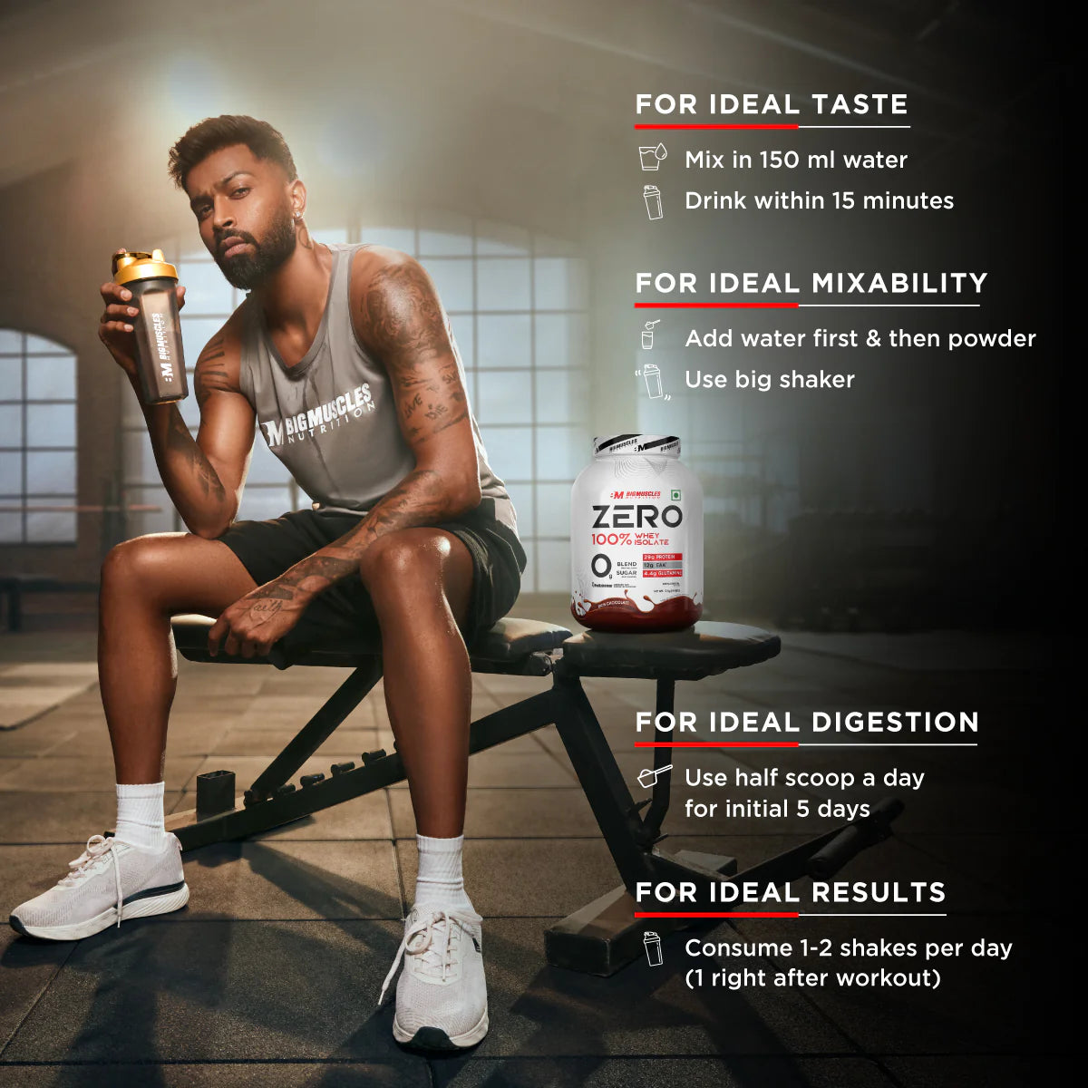 Big Muscles Zero Whey Protein 1 kg Rich Chocolate