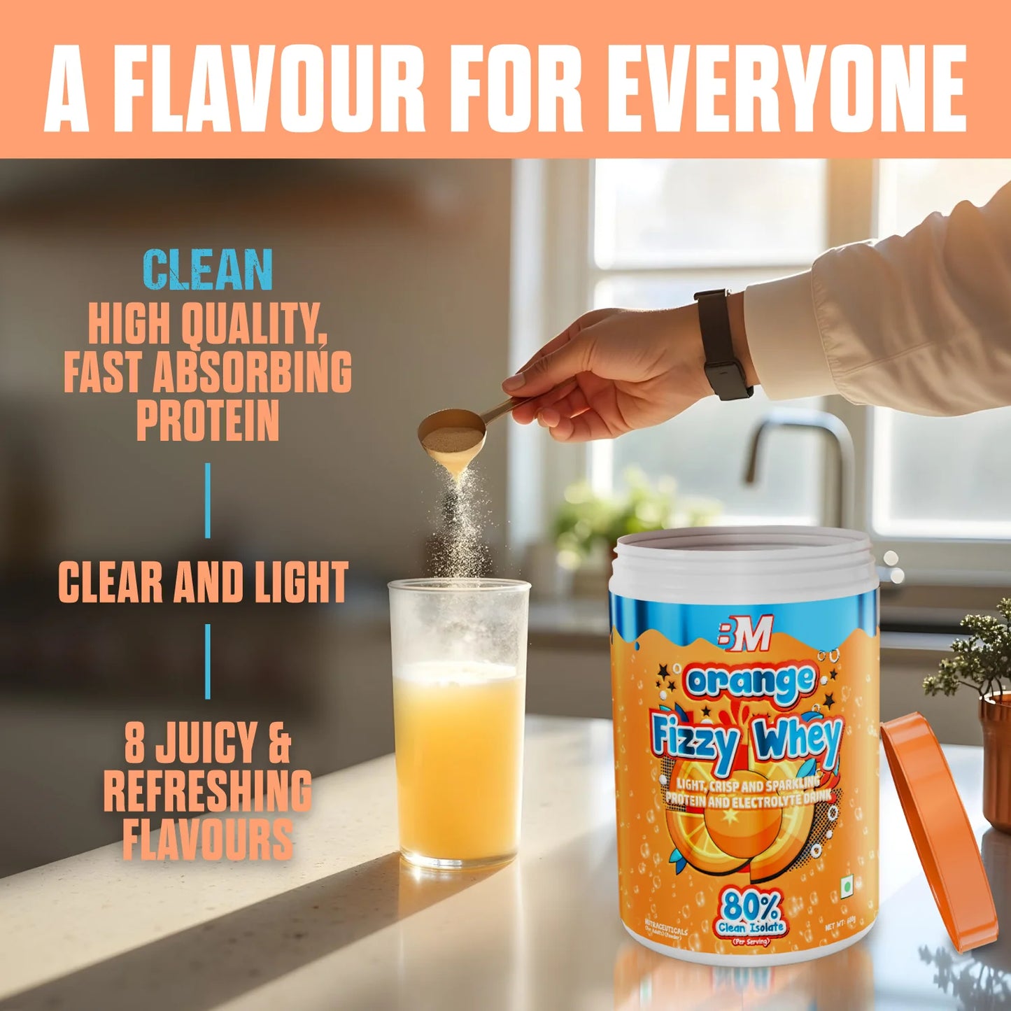 Big Muscles FIZZY WHEY ORANGE  600g + FREE SHAKER