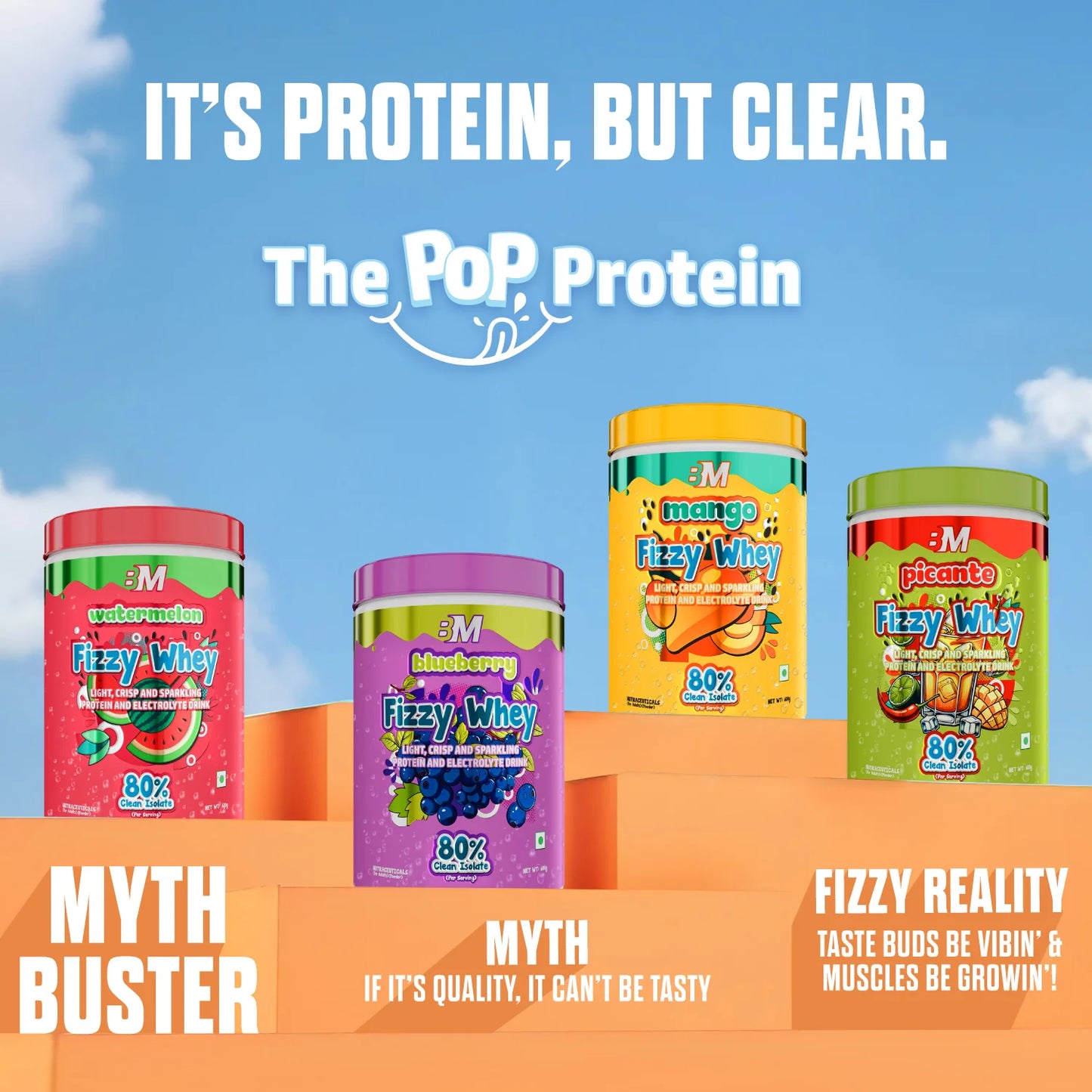 Big Muscles FIZZY WHEY ORANGE  600g + FREE SHAKER