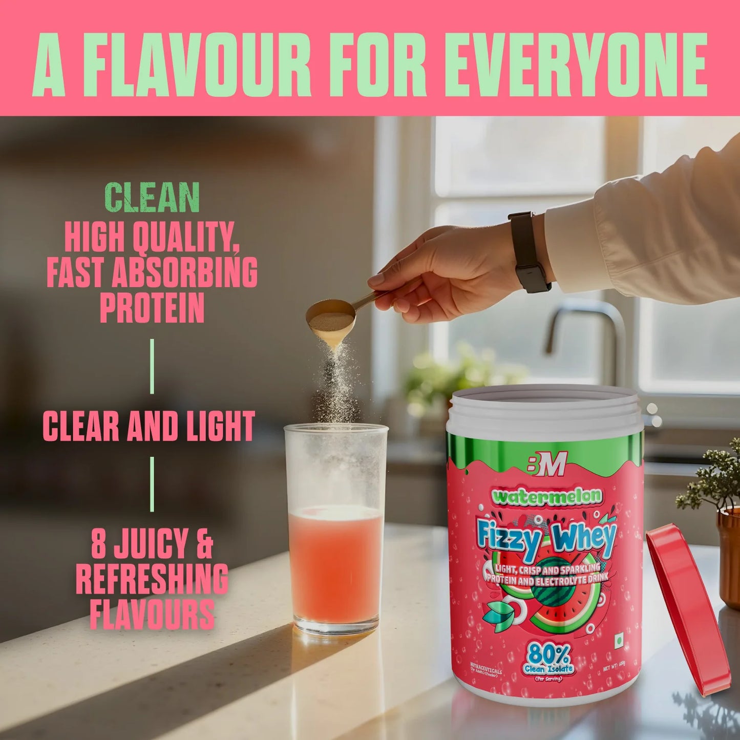 Big Muscles FIZZY WHEY WATERMELON 600g + FREE SHAKER