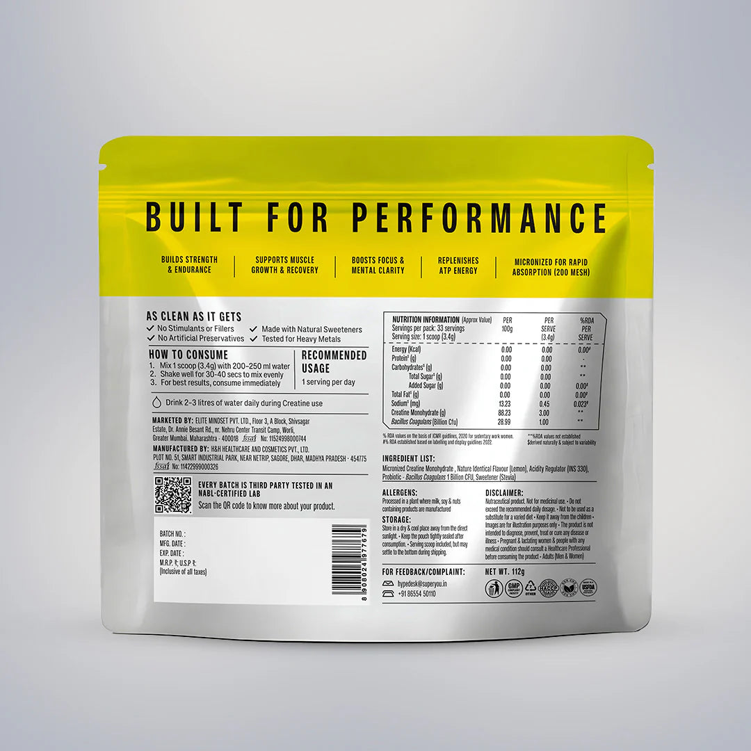 SuperYou Pro - Creatine Monohydrate 112g - Zesty Lemon