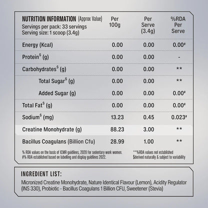 SuperYou Pro - Creatine Monohydrate 112g - Zesty Lemon