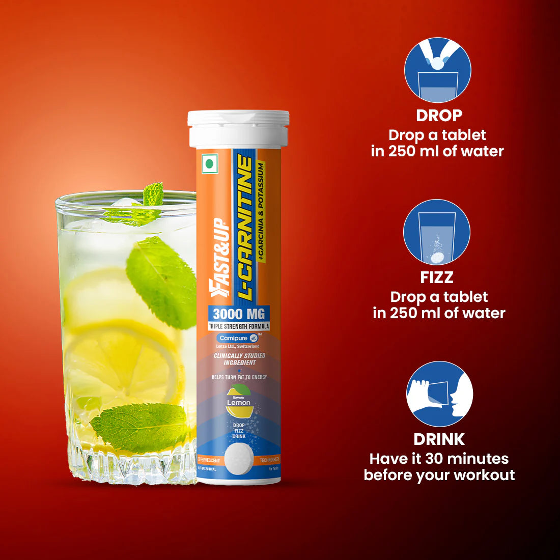 FAST&UP - L-Carnitine 3000mg for Weight Loss - Lemon