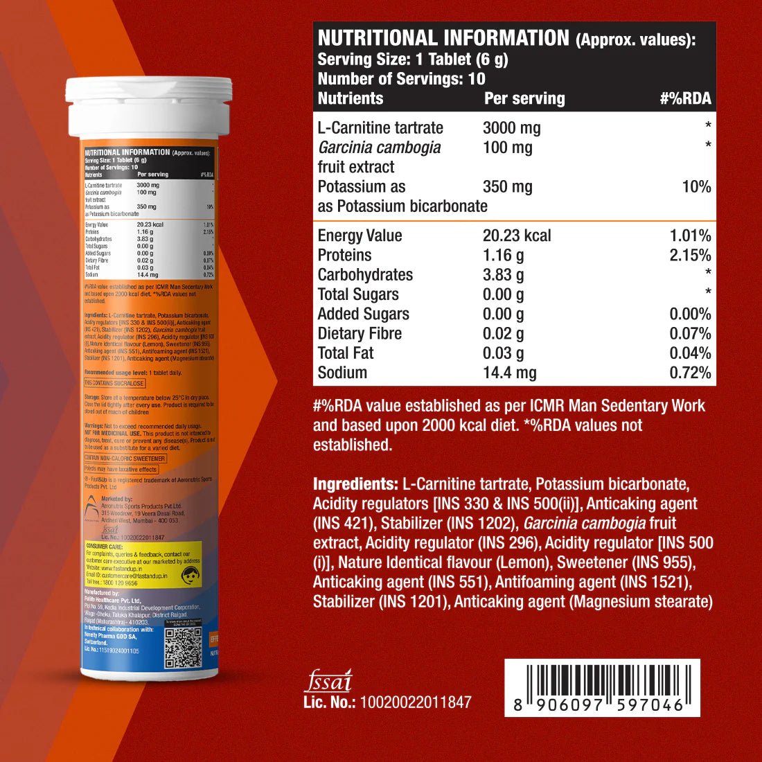 FAST&UP - L-Carnitine 3000mg for Weight Loss - Lemon