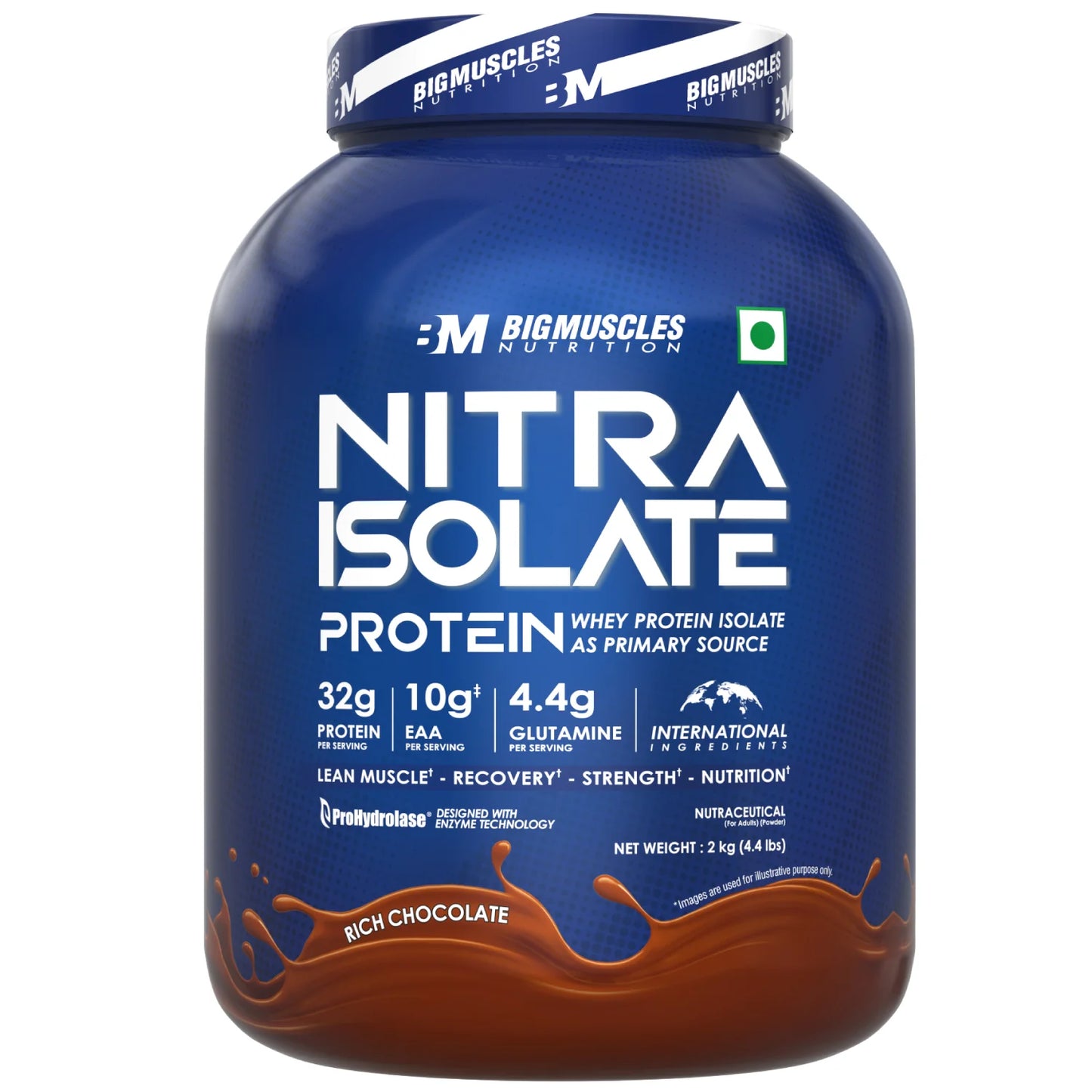 Big Muscles-Nitra Isolate Whey Protein-Rich Chocolate-1 kg