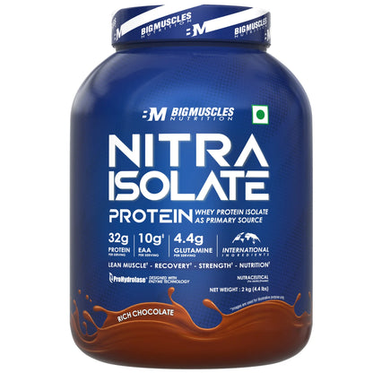 Big Muscles-Nitra Isolate Whey Protein-Rich Chocolate-1 kg