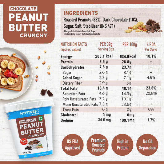 Myfitness Chocolate Crunchy Peanut Butter (26% Protein) 510 g