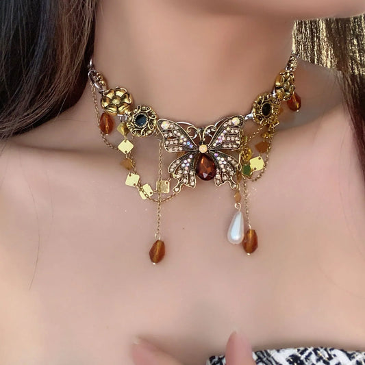 Hermosa Accessories Butterfly Flower Necklace Artificial Jewellery