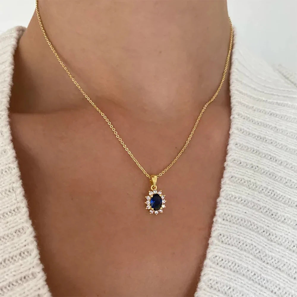 HERMOSA ACCESSORIESS
Blue Sapphire Pendant Necklace Artificial Jewellery