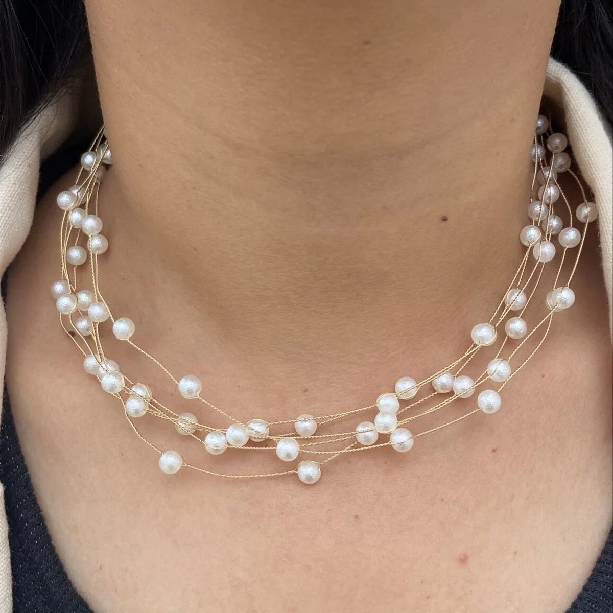 HERMOSA ACCESSORIESS
Loose Pearl Choker Necklace Artificial Jewellery