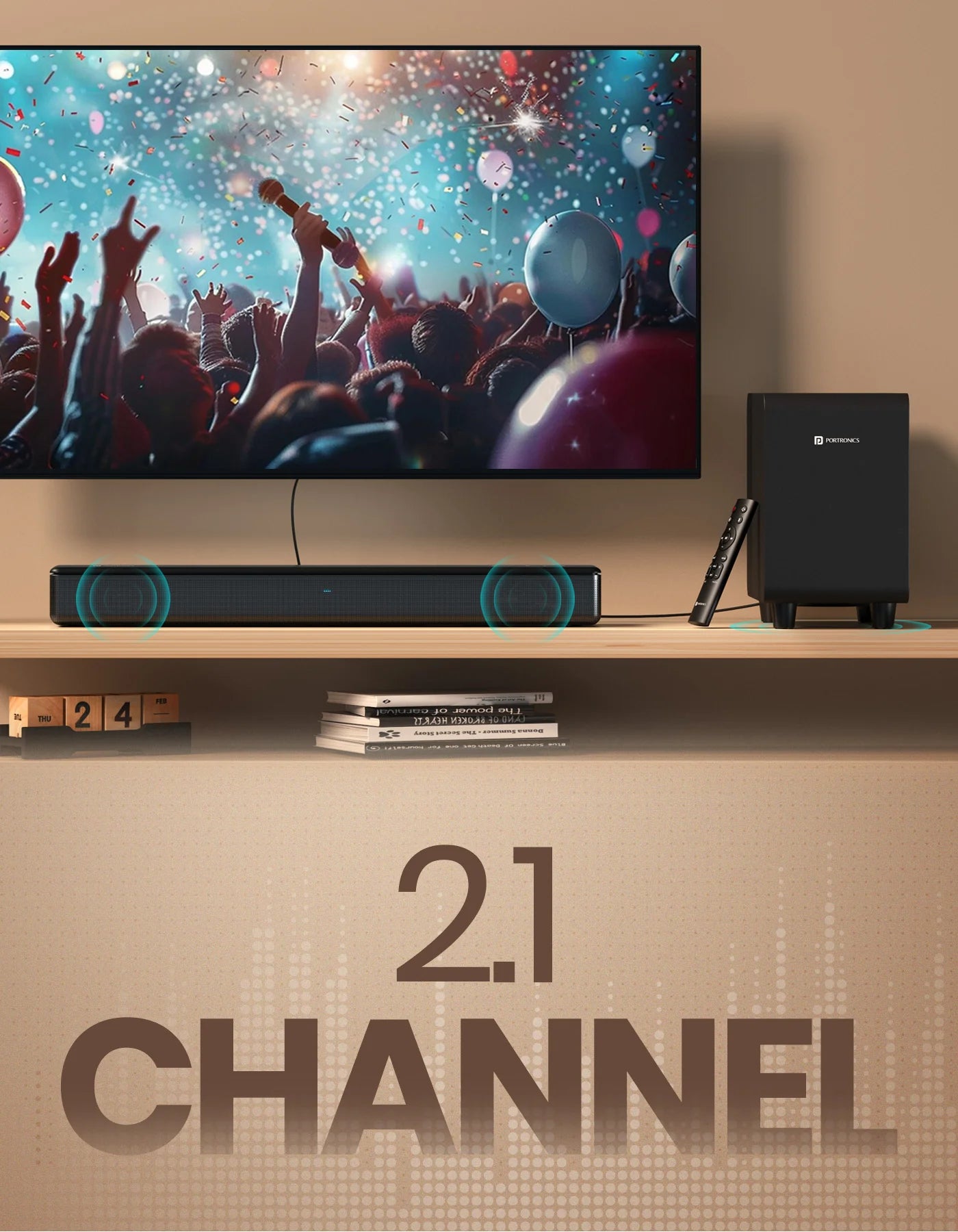 Portonics Sound Slick X
Deep Bass Subwoofer | Touch Control | 2.1 Channel Soundbar | Sleek Remote Control