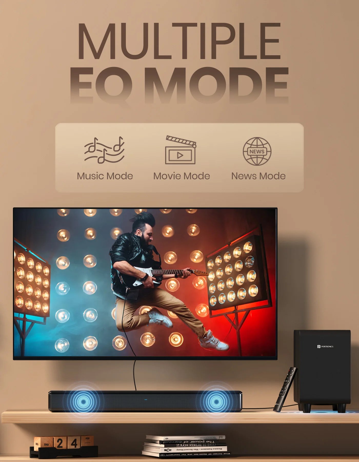 Portonics Sound Slick X
Deep Bass Subwoofer | Touch Control | 2.1 Channel Soundbar | Sleek Remote Control