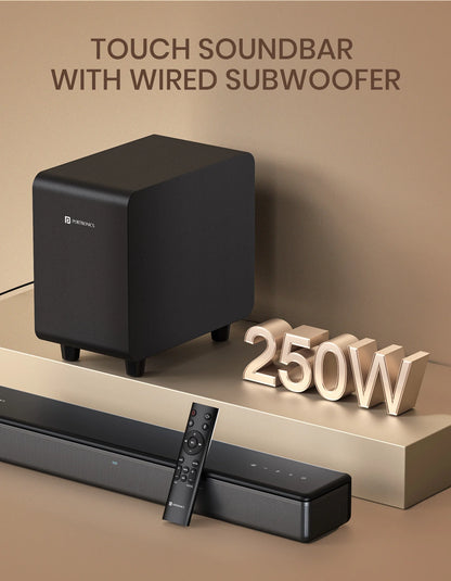 Portonics Sound Slick X
Deep Bass Subwoofer | Touch Control | 2.1 Channel Soundbar | Sleek Remote Control
