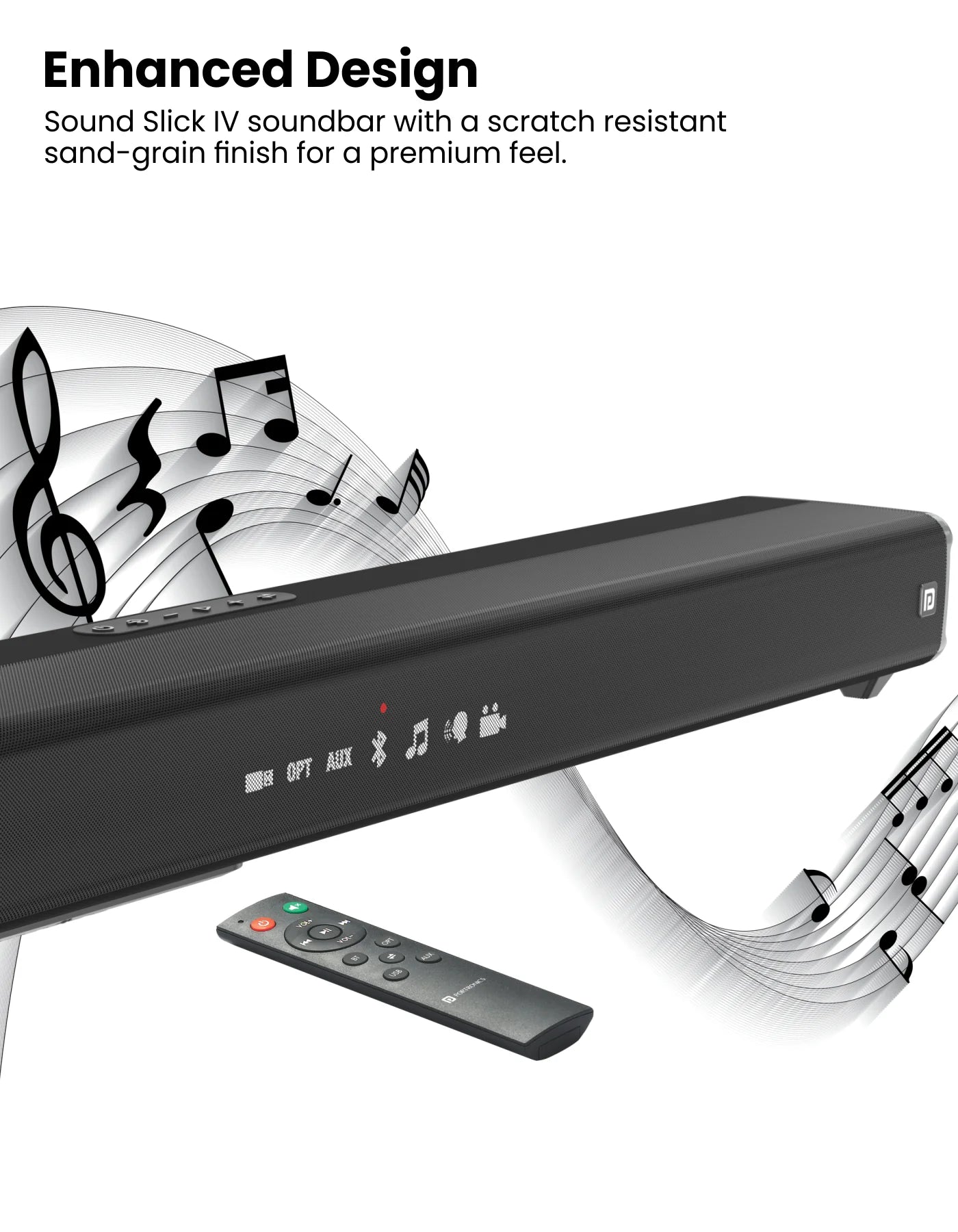 Portonics Sound Slick IV
120W Speaker | LED Display | 3 EQ Modes | Sleek Remote Control