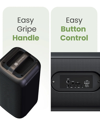 Portonics Rumble
Wired Karaoke Mic | Upto 5 Hours Playtime | Dual Dynamic Driver | Type C Fast Charging | 25W Sound Output