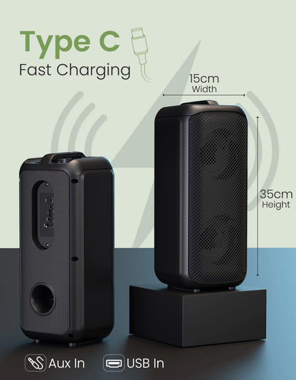 Portonics Rumble
Wired Karaoke Mic | Upto 5 Hours Playtime | Dual Dynamic Driver | Type C Fast Charging | 25W Sound Output
