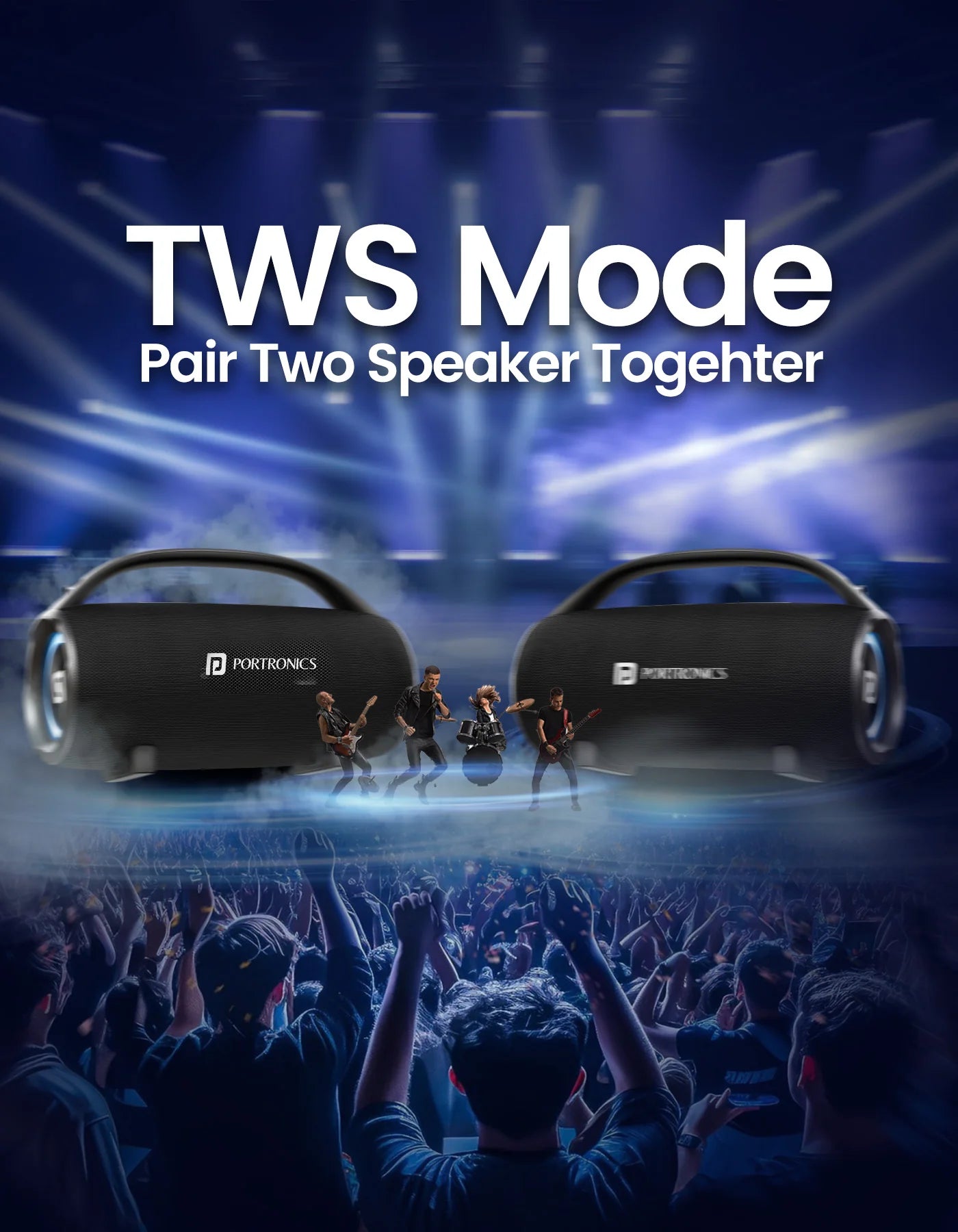 Portonics Thunder 2.0
Dual Passive Radiator | TWS Mode | RGB LED Lights| Type C Fast Charging