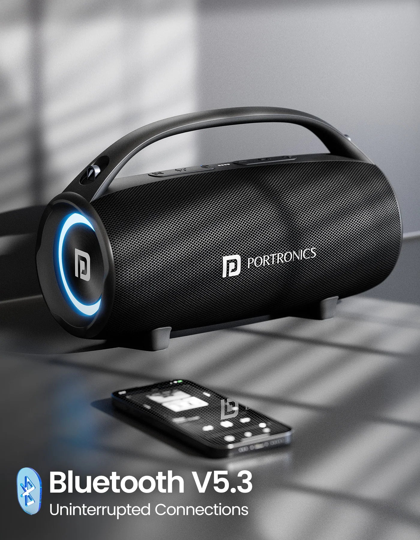 Portonics Thunder 2.0
Dual Passive Radiator | TWS Mode | RGB LED Lights| Type C Fast Charging