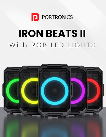 Portonics Iron Beats II
Trolley handle with Wheels | Bluetooth 5.3V | Wireless Karaoke Mic|6 Hours Playback