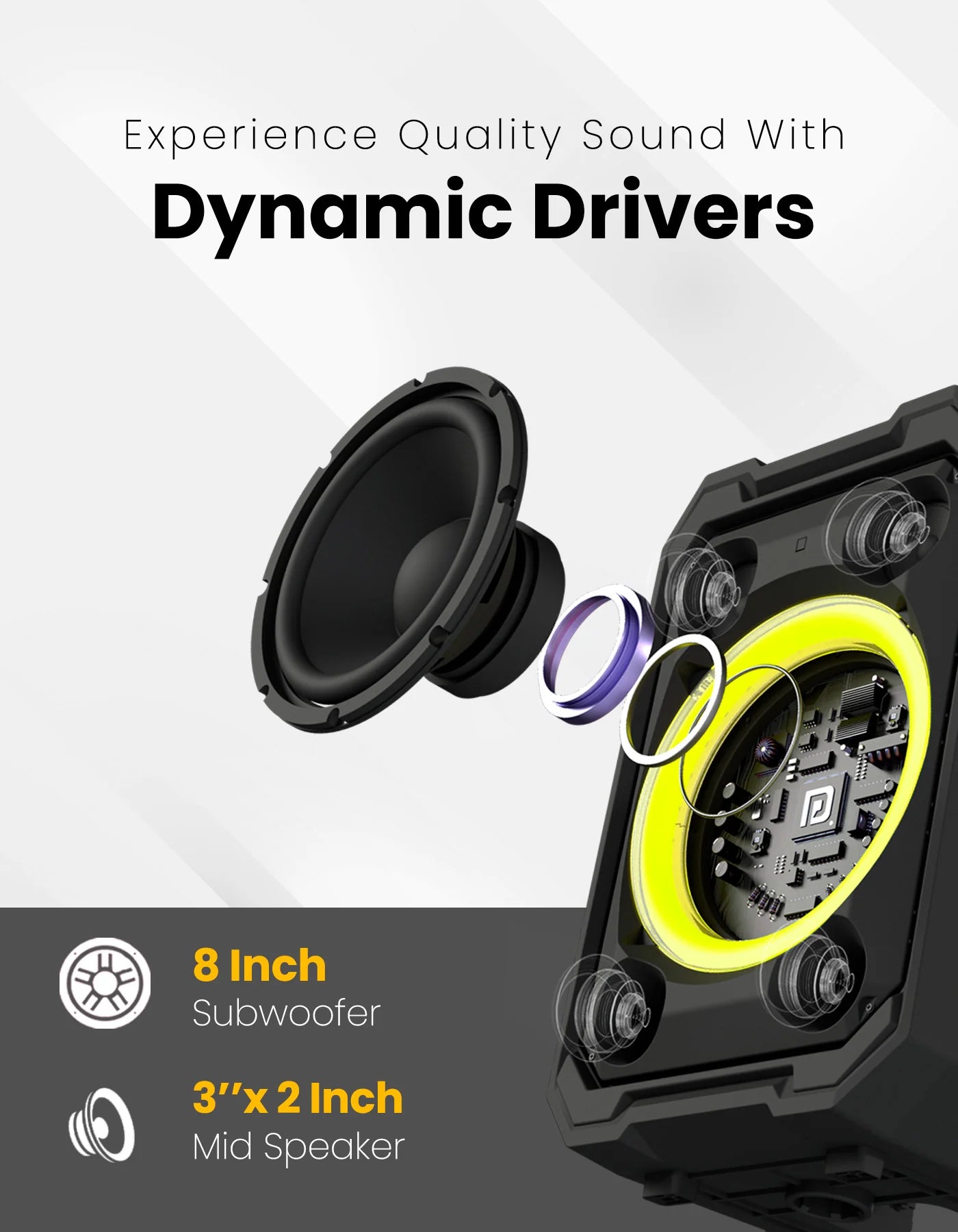 Portonics Iron Beats II
Trolley handle with Wheels | Bluetooth 5.3V | Wireless Karaoke Mic|6 Hours Playback