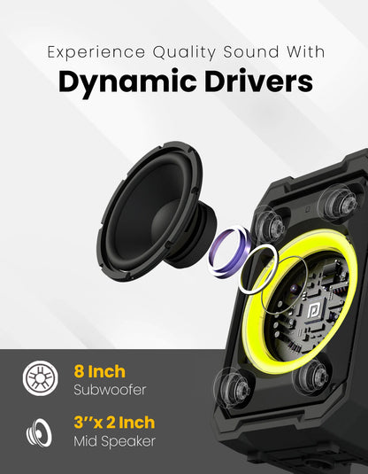 Portonics Iron Beats II
Trolley handle with Wheels | Bluetooth 5.3V | Wireless Karaoke Mic|6 Hours Playback