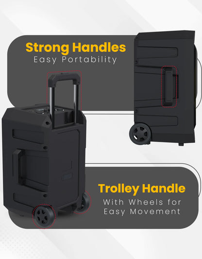 Portonics Iron Beats II
Trolley handle with Wheels | Bluetooth 5.3V | Wireless Karaoke Mic|6 Hours Playback