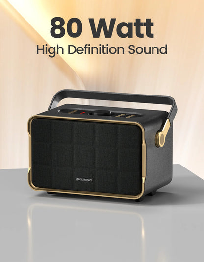 Portonics HARMONY
Bass Boost Technology | Bass/Treble Adjustment | 2.1 Channel | Leather Finish Black & Gold